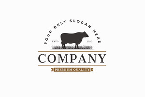 Livestock Farming Cow Logo