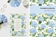 Watercolor blue flowers pattern set, a Pattern Graphic by Art and Funny (Thumbnail 4 of 11)