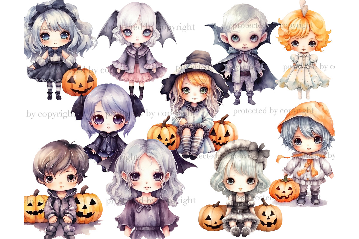 Cute Halloween Clipart PNG | Kawaii, a Person Illustration by GlamArtZhanna (Photo 2 of 5)