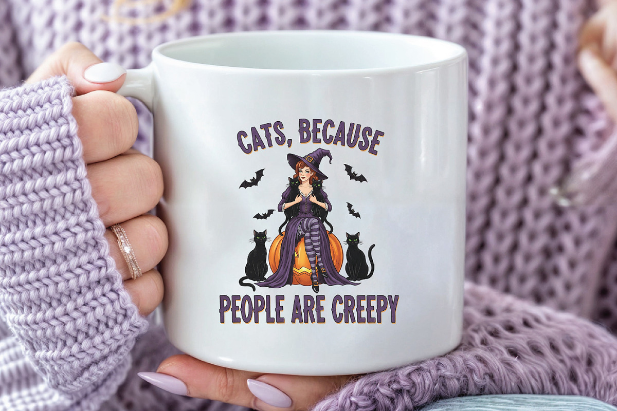 Sarcastic Halloween Cat Witch Creepy, an Illustration by CraftArtStudio (Photo 2 of 4)