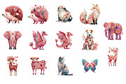 Floral Valentine Animal Clipart, an Illustration by Designworld (Thumbnail 6 of 10)