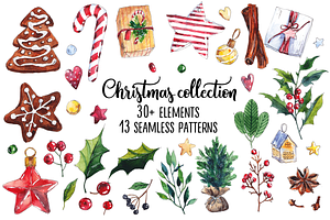 Watercolor  Christmas collection