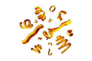 3D Golden confetti and curling, an Object Illustration by Abscent
