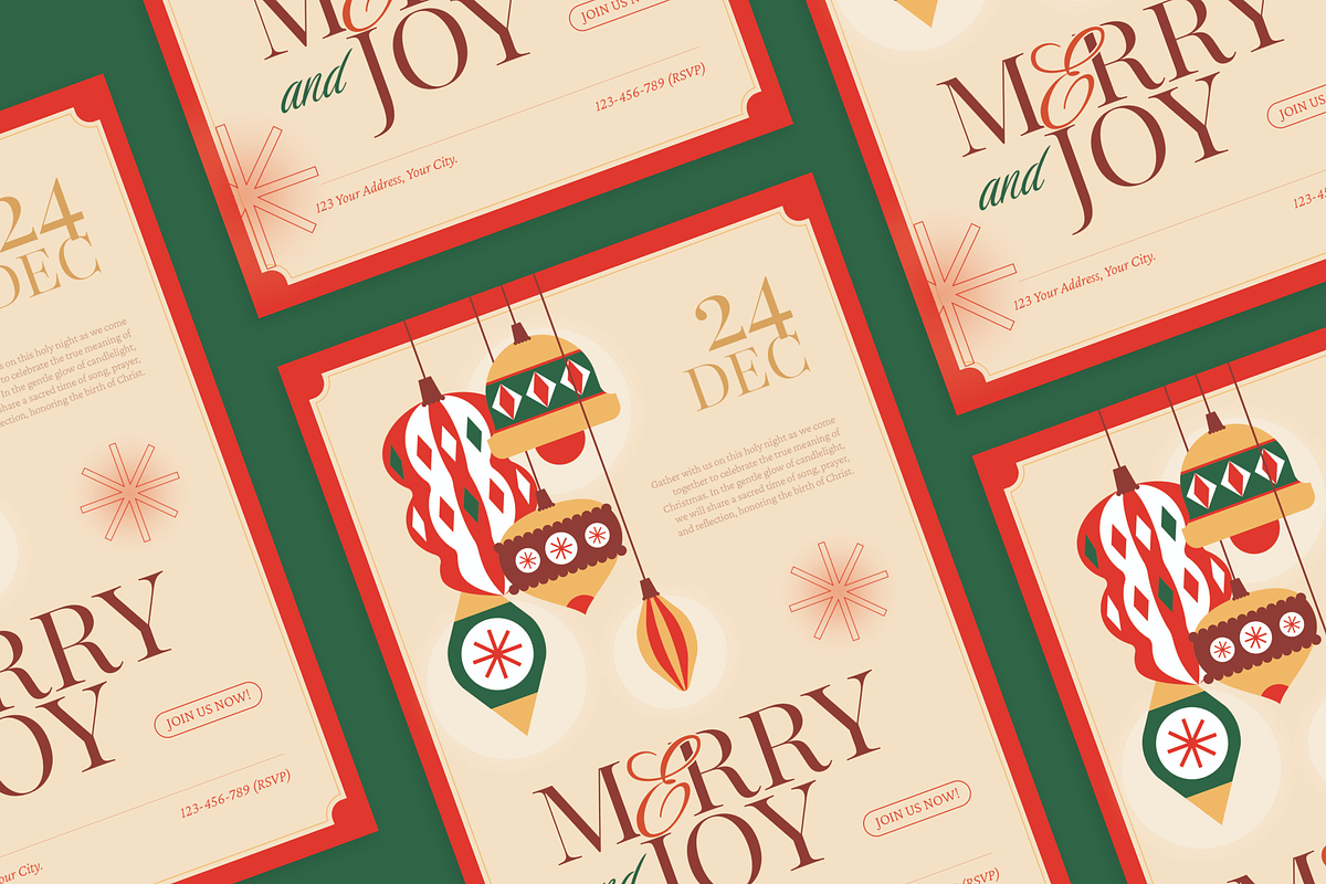 Vintage Minimalist Christmas Flyer, a Flyer Template by Pink Bunny Studio (Photo 3 of 3)