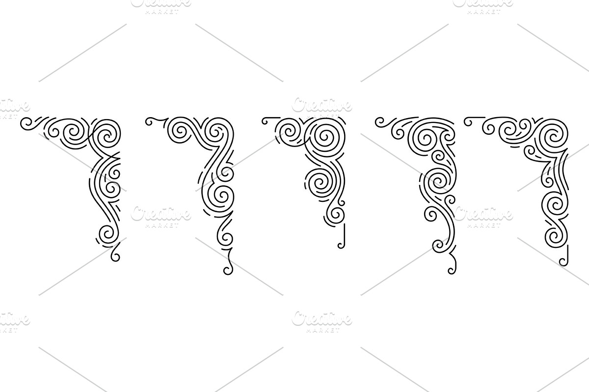 Set of line curl corners., a Decorative Illustration by incomible