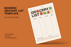 Modern Grocery List Template, a Stationery Template by Gumico Studio.