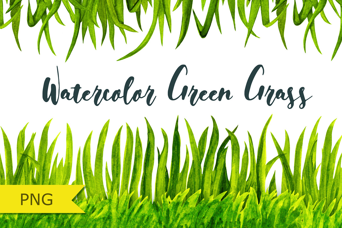 Watercolor Green Grass, an Object Graphic by Color_Brush (Photo 1 of 3)