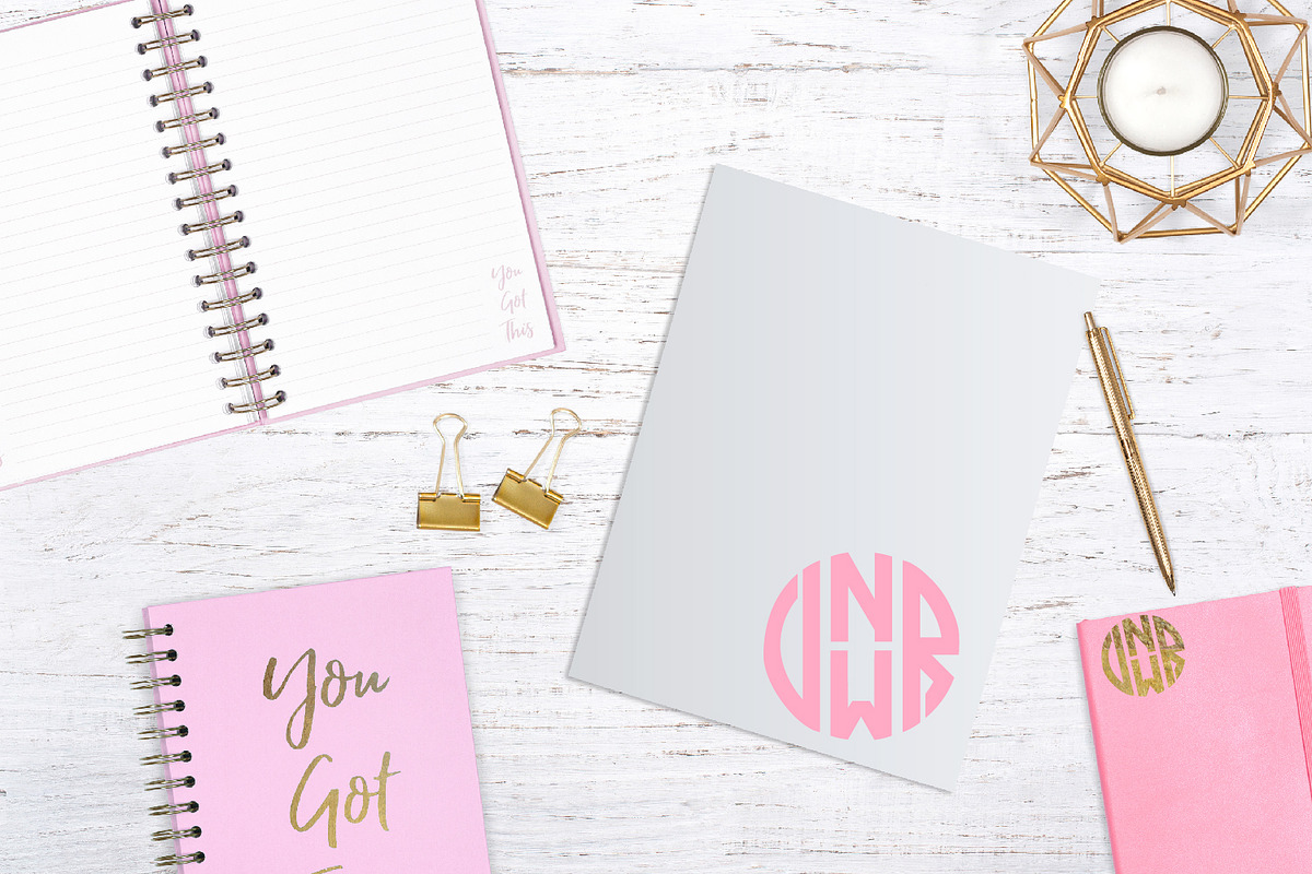 4 Letter Circle Monogram Font & Kit preview 6