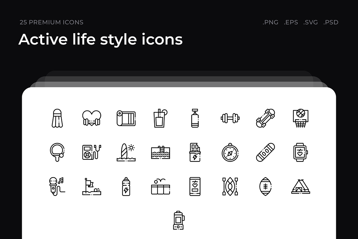 Active life style icons, an Outline Icon by Wencory (Photo 1 of 2)