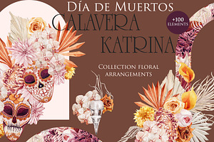 Watercolor set "Dia de Muertos"