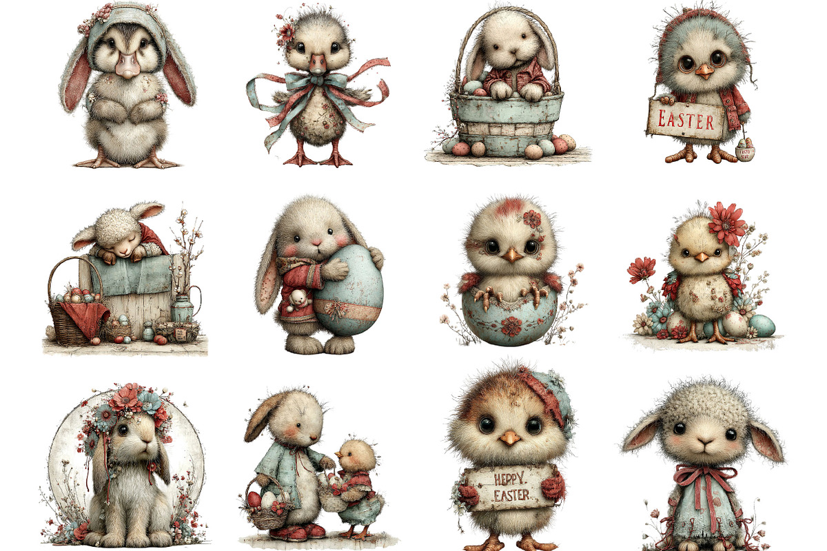 Watercolor Easter Animals Clipart, an Illustration by Designking (Photo 3 of 5)