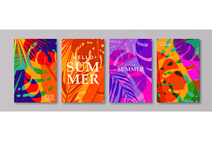 Summer tropic pattern set background, an Object Illustration by Zaie