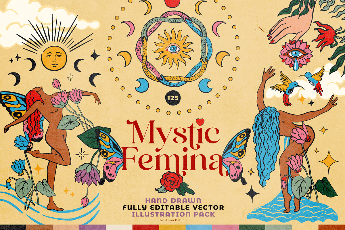 Mystic Femina Clipart Collection, a Decorative Illustration by Anna Babich (Photo 1 of 9)