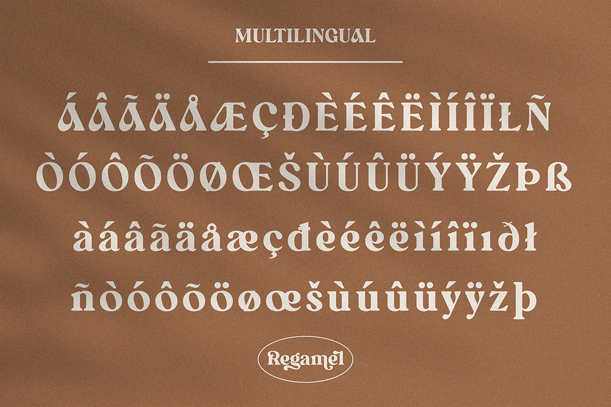 Regamel - Bold Serif Font, a Serif Font by Mbonster Design Studio (Photo 11 of 12)