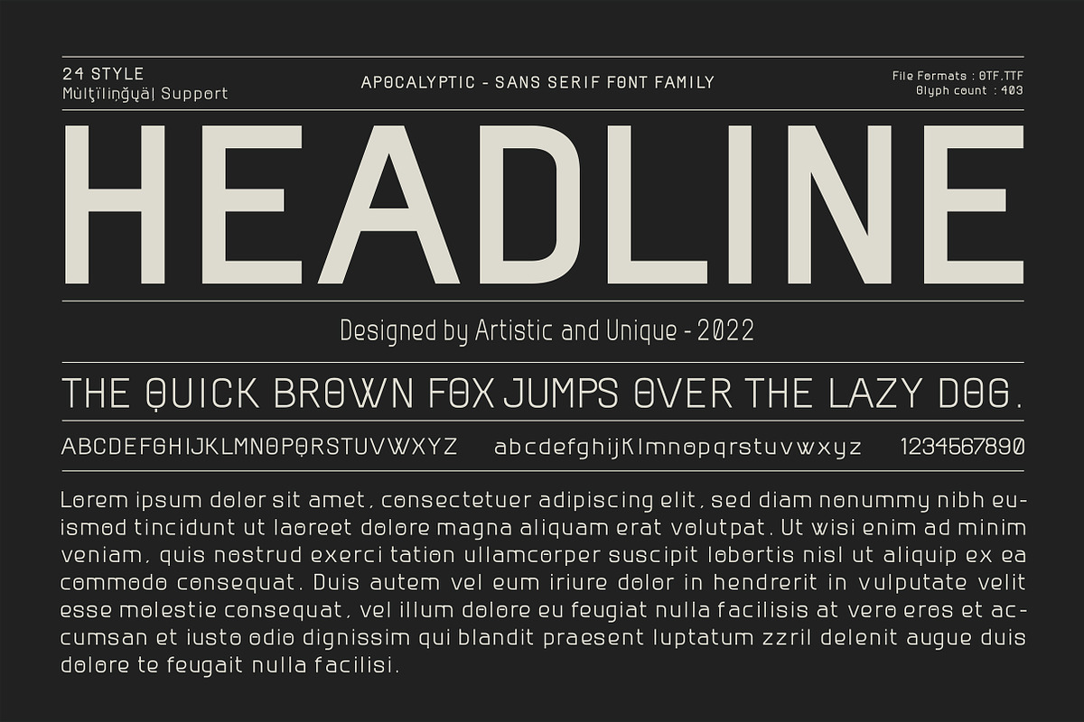 Apocalyptic - Sans Serif Font Family, a Sans Serif Font by Artistic & Unique (Photo 7 of 14)