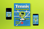 Retro Tennis Tournament Flyer Set, a Flyer Template by graphicook (Thumbnail 1 of 3)