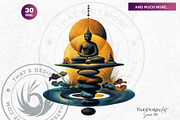 Modern Golden Buddha Clipart Set, a Decorative Illustration by ThatsDesignArt (Thumbnail 7 of 10)