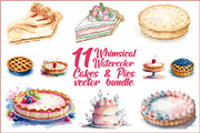 Watercolor Cakes & Pies Set, an Illustration by hafijul (Thumbnail 1 of 11)