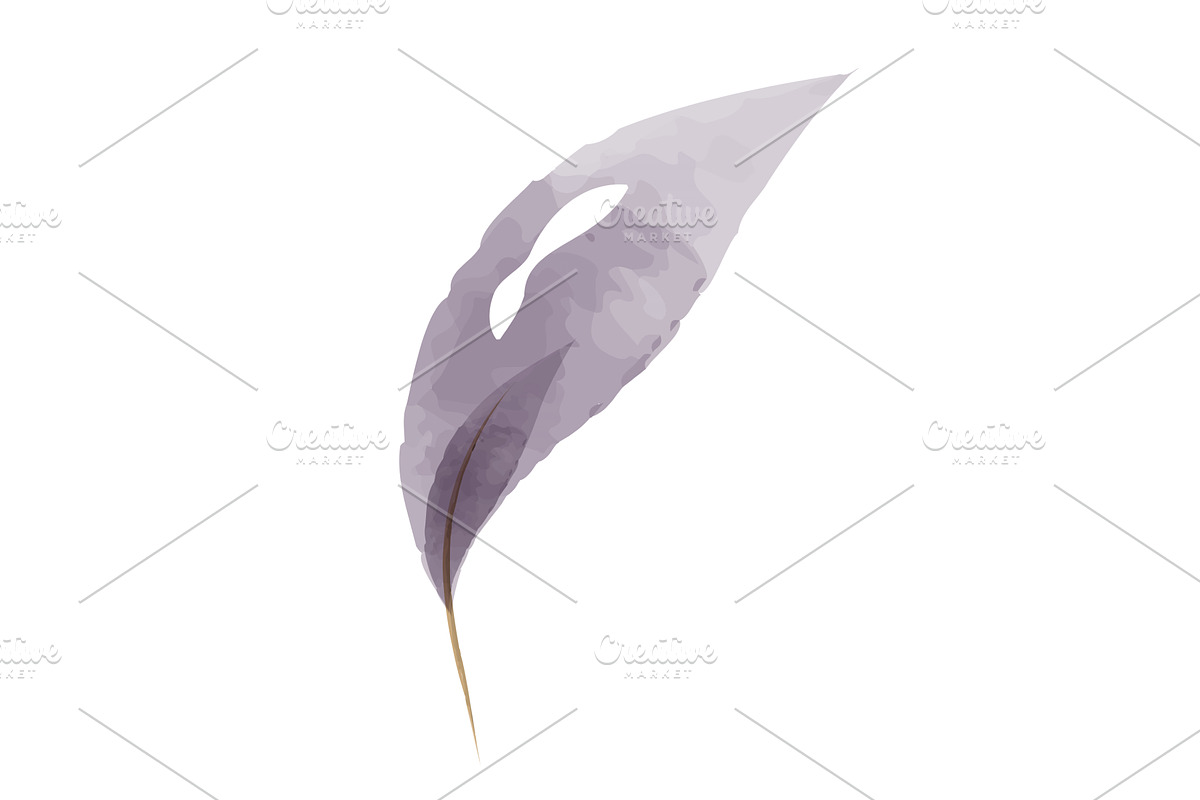 Abstract purple watercolor leaf with, an Illustration by okskukuruza