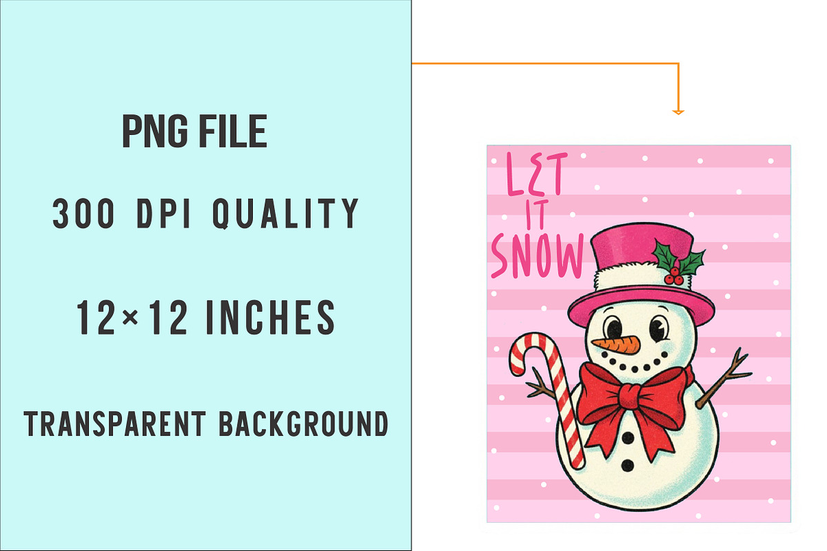 Christmas Wall Art Let It Snow Png, an Illustration by SinaCreation (Photo 6 of 7)