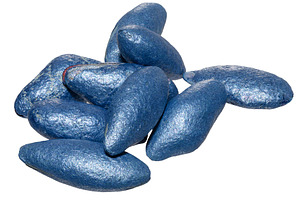 A close-up of a handful of cucumber seeds coated with a blue pro, a Food & Drink Photo by ndanko