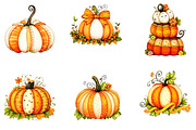 Watercolor Pumpkin Clipart Set, a Seasonal Illustration by CreationArt (Thumbnail 3 of 5)
