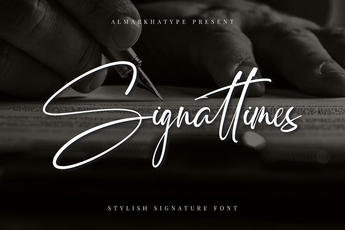 Signattimes-Stylish Signature Script, a Script Font by Almarkhatype (Photo 1 of 10)