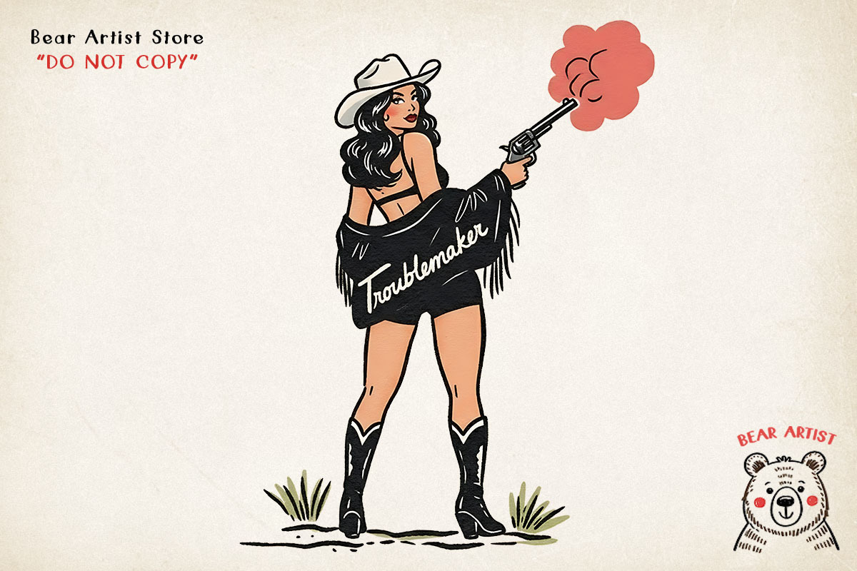 Retro Pin-Up Cowgirl Clipart Bundle, a Graphic by GlitterCraft (Photo 46 of 61)