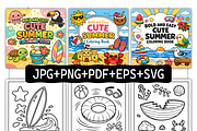 Bold Easy Cute Summer Coloring Pages, a Seasonal Illustration by Design Station (Thumbnail 2 of 4)