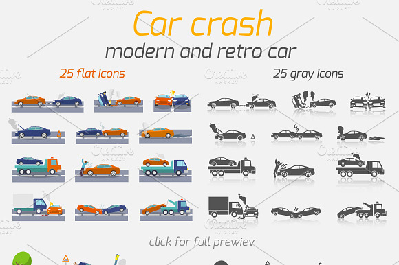 50 Car Crash Road Accident Icons