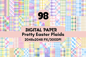 Pretty Easter Plaids Digital Paper, a Pattern Graphic by LA Design