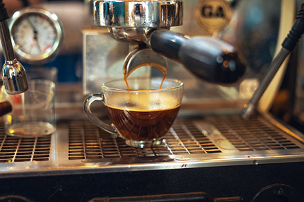 Preparing coffee with coffee maker, a Photo by Art Rachen