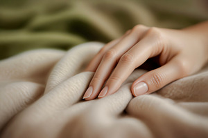 Female Hand Gently Touching a Soft W, a Photo by rarrarorro