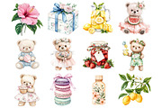 Watercolor Summer Teddy Bear Clipart, a Seasonal Illustration by CitraGraphics (Thumbnail 3 of 4)