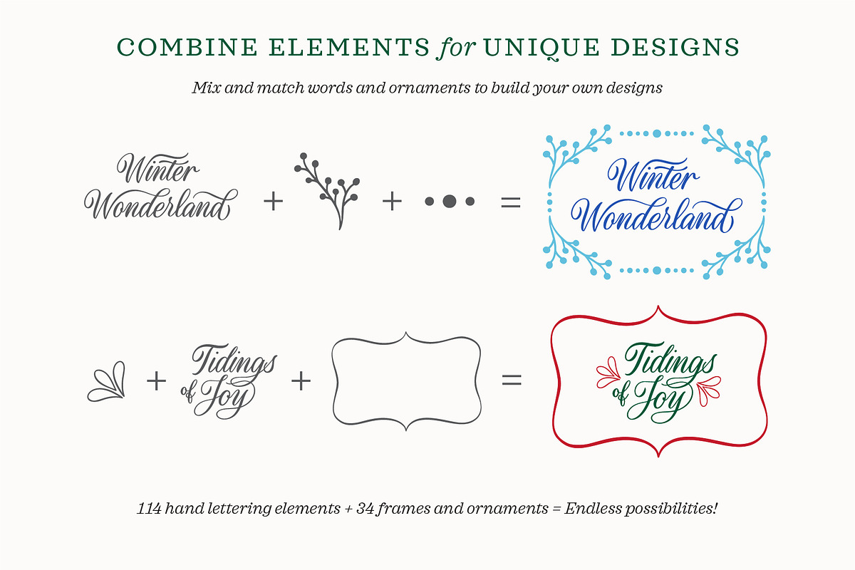 Merry Christmas Calligraphy Vectors, a Decorative Illustration by Molly Suber Thorpe (Photo 6 of 7)
