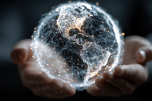 Hands Holding Digital Earth, a Business Photo by Ales Munt