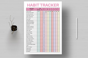 Habit Tracker Template, a Stationery Template by MightyDesign