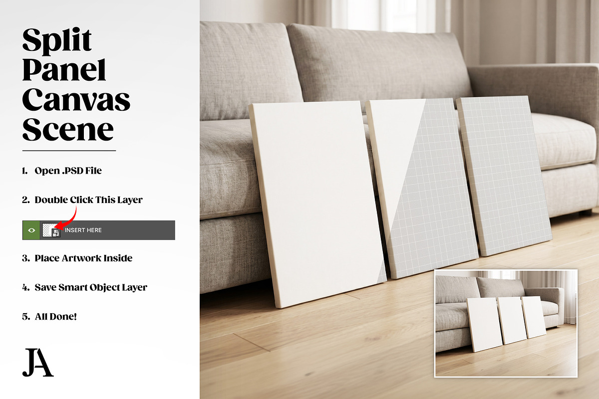 Split Panel Canvas 2x3 PSD Mockup, a Household Mockup by Julian Adams (Photo 3 of 3)
