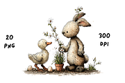 Whimsical Floral Bunny and Duck, an Animal Illustration by GiraffeCreative (Thumbnail 4 of 20)