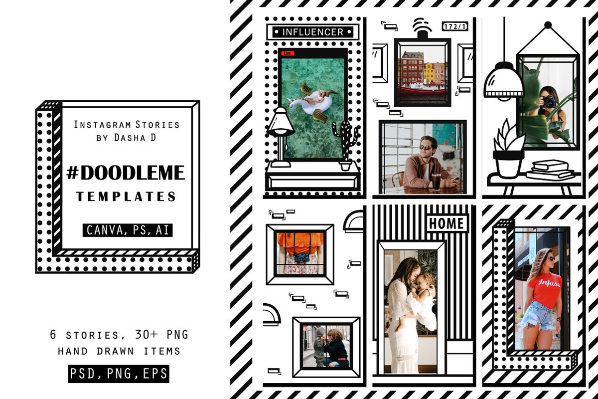 DoodleMe CANVA, PS Stories, a Social Media Template by Dasha_D (Photo 1 of 5)