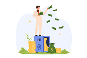 Businessman Spending Money Safe, a Finance Illustration by Flashvector