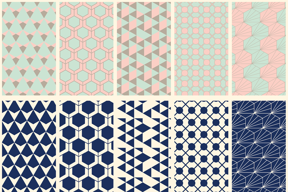 40 Geometric Patterns Blues+Pastels, a Pattern Graphic by Suphansa (Photo 9 of 12)