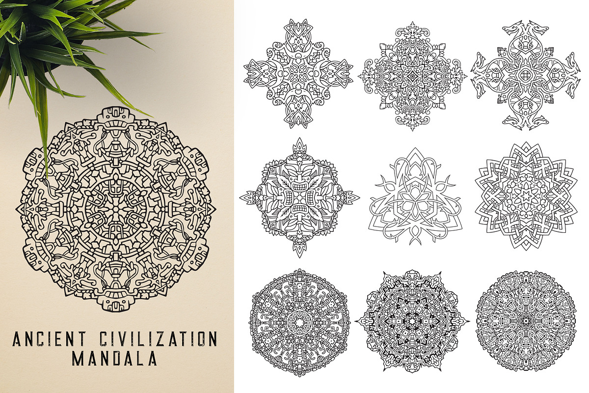300 Vector Mandala Ornaments, a Decorative Illustration by pixaroma (Photo 20 of 49)