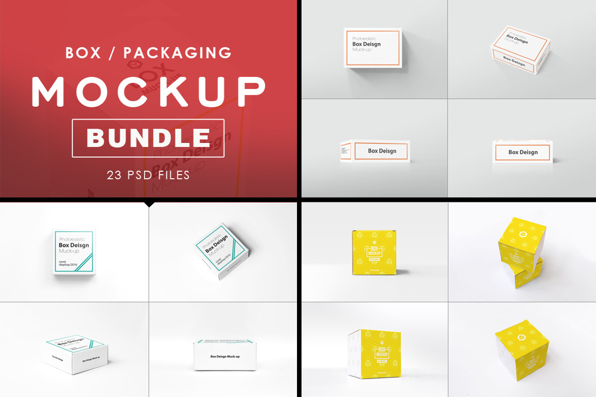 Box Mock-up, a Cups & Container Mockup by resumetemplathttps://d3es (Photo 1 of 7)