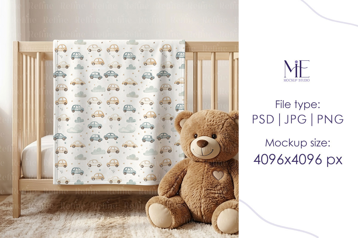 Baby Blanket Mockup 30x40 Canva PSD, a Household Mockup by Mie Mockup Studio (Photo 4 of 6)