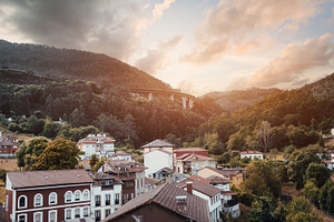 Salas Asturias sunset valley, an Architecture Photo by SkyNext
