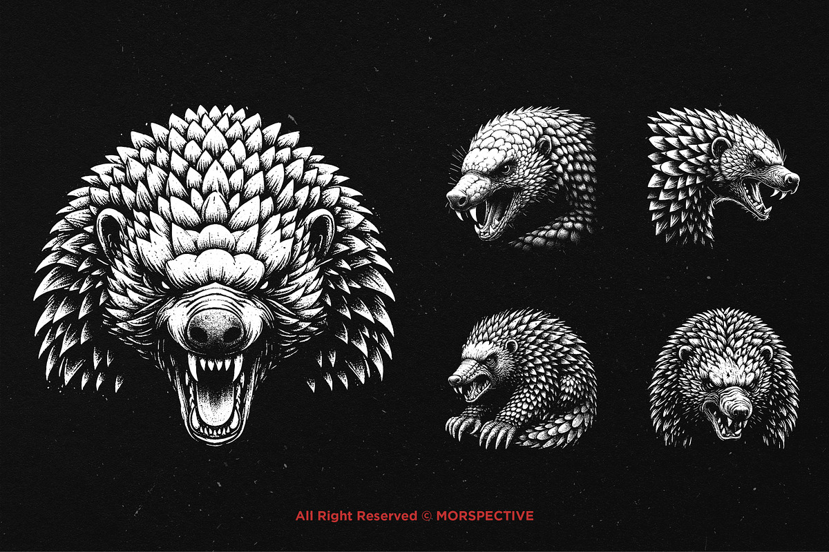 10 Bundle Dark Art Pangolin Armadilo, an Illustration by Morspective (Photo 3 of 7)