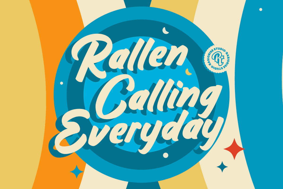Rallen - Retro Script Font, a Script Font by Rasiorise Studio (Photo 7 of 8)