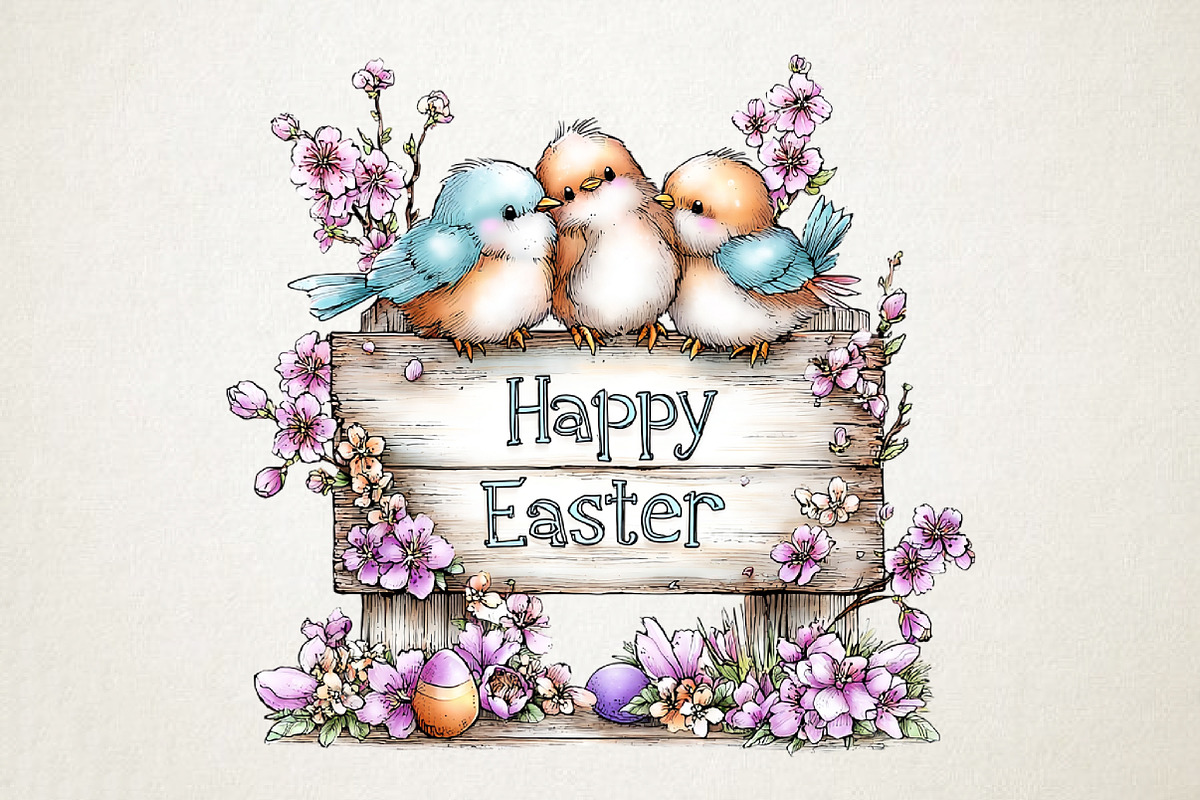 Whimsical Happy Easter PNG Clipart, an Illustration by RobertsArt (Photo 4 of 5)