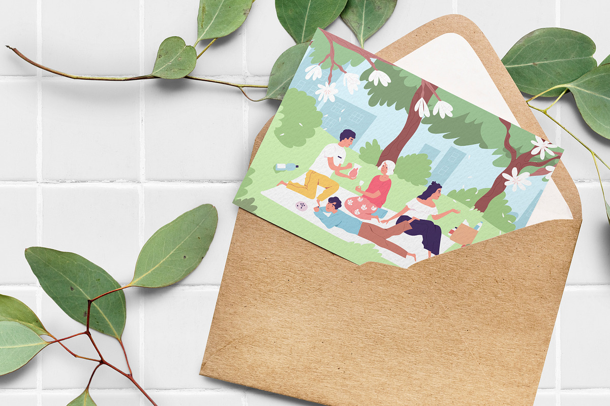 Family picnic in the city park, a Seasonal Illustration by Good Studio (Photo 3 of 3)